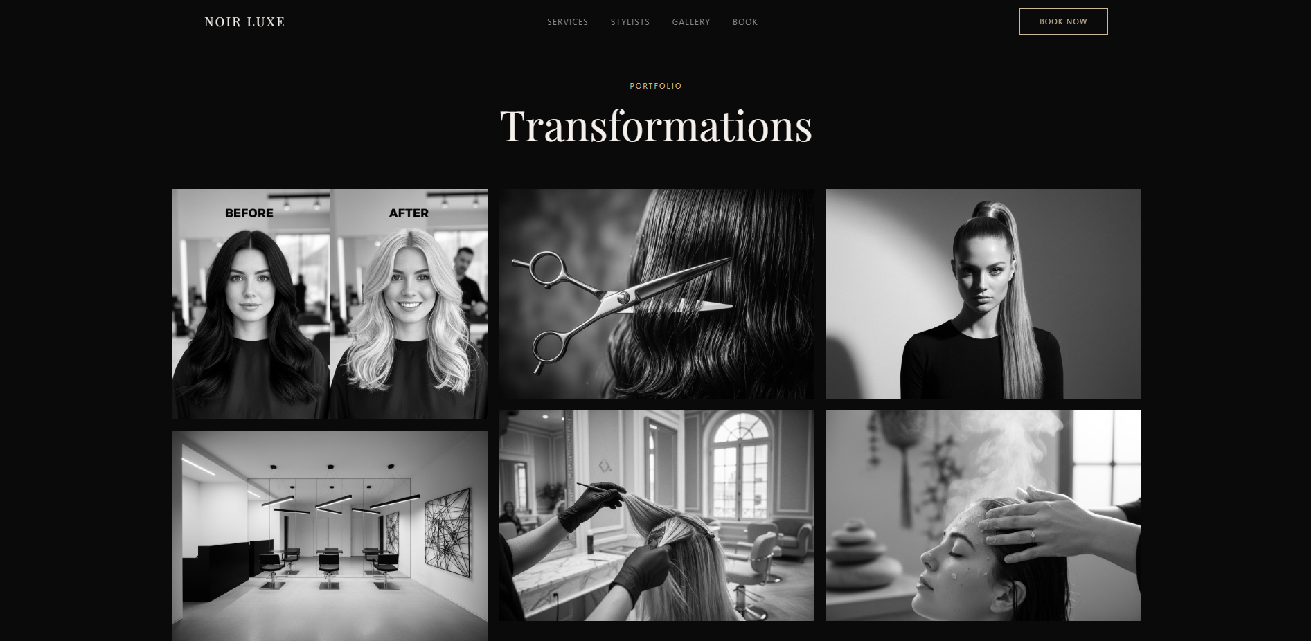 Noir Luxe gallery section screenshot